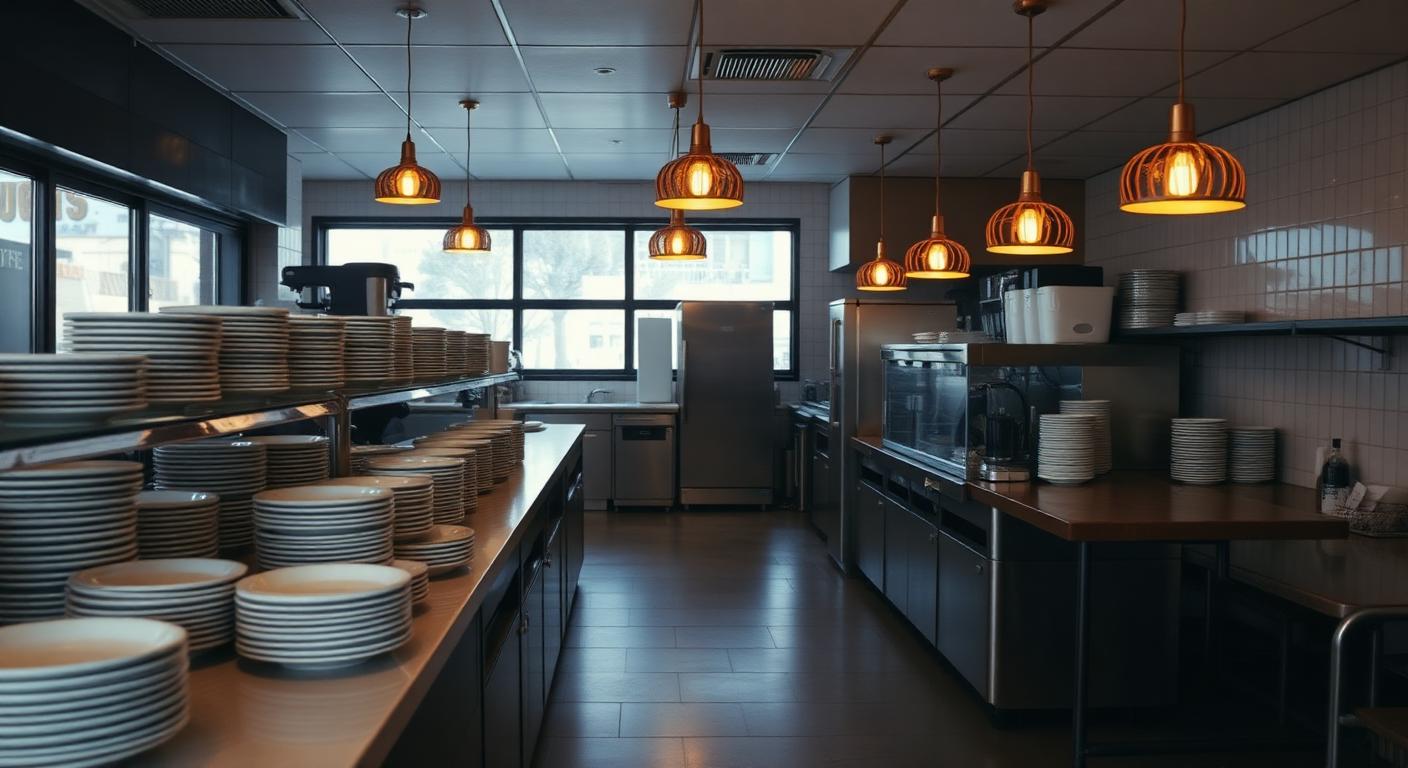 A restaurant kitchen pass during service